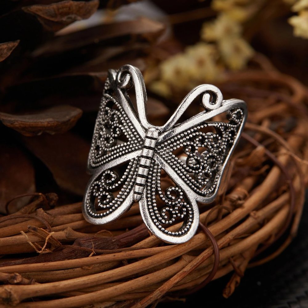 Butterfly Ring,Solid 925 Sterling Silver Ring,Fil… - image 1
